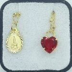 Fio c/ Gargantilha Coração Rubi e Medalha Diamantada Aparição Fátima Folheado Dourado - Image 2