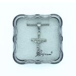 Fio c/ Cruz Inox Prata Abaulada fundo Oco