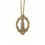 Fio Semi-Jóia Folheado Ouro c/ NS Fátima c/Moldura c/ Strass