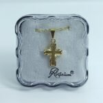 Fio c/Medalha Diamantada Cruz 15MM  Folheado Dourado