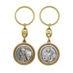 Porta-Chaves de Metal Bicolor c/Santo António e São Francisco de Assis