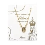 Fio Banhado a Ouro 18K Oval c/duas Cruzes c/Zircónias - Fátima