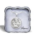 Medalha folheada prata -  redonda Aparição de Fátima (dupla face)