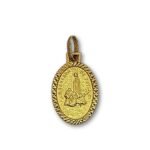 Medalha de Metal Lapidada Oval Dourada,Aparição/Sagrado Coração de Jesus,19x11mm