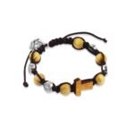 Pulseira de Madeira de Oliveira e Corda c/Cruz Tau - São Bento -10mm