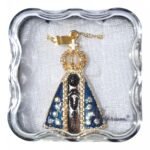 Fio - Medalha Nª Srª Aparecida, coloridaFolheado a ouro