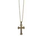 Fio Grosso c/ Cruz Gigante Quadrada Dourado c/ Strass