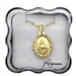 Fio Medalha Sagrado Coração de Jesus Oval Lapidado Folheado a Ouro