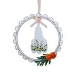 Moldura em MDF c/Nossa Senhora de Fátima, pintada à mão, 16cm