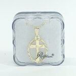 Fio c/ Medalha Diamantada 23MM c/ Crucifixo recortado Folheado Dourado