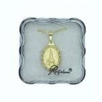 Fio Medalha Oval Diamantada Folheada a Ouro Apariçao
