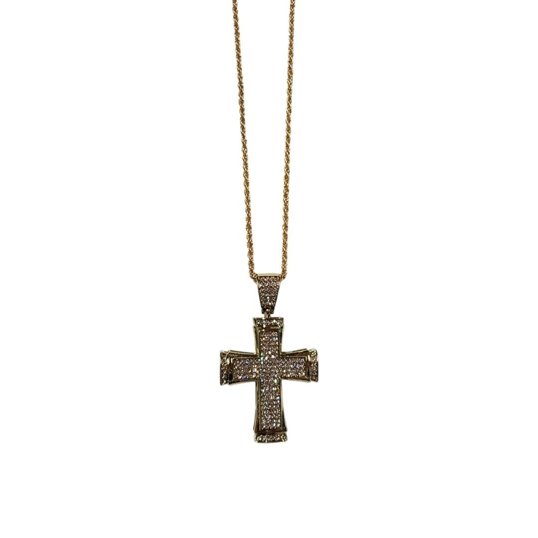 374892238_FIOBF590D7_1.jpg Fio Grosso c/ Cruz Gigante Pentagonal Dourado c/ Strass - Image 1