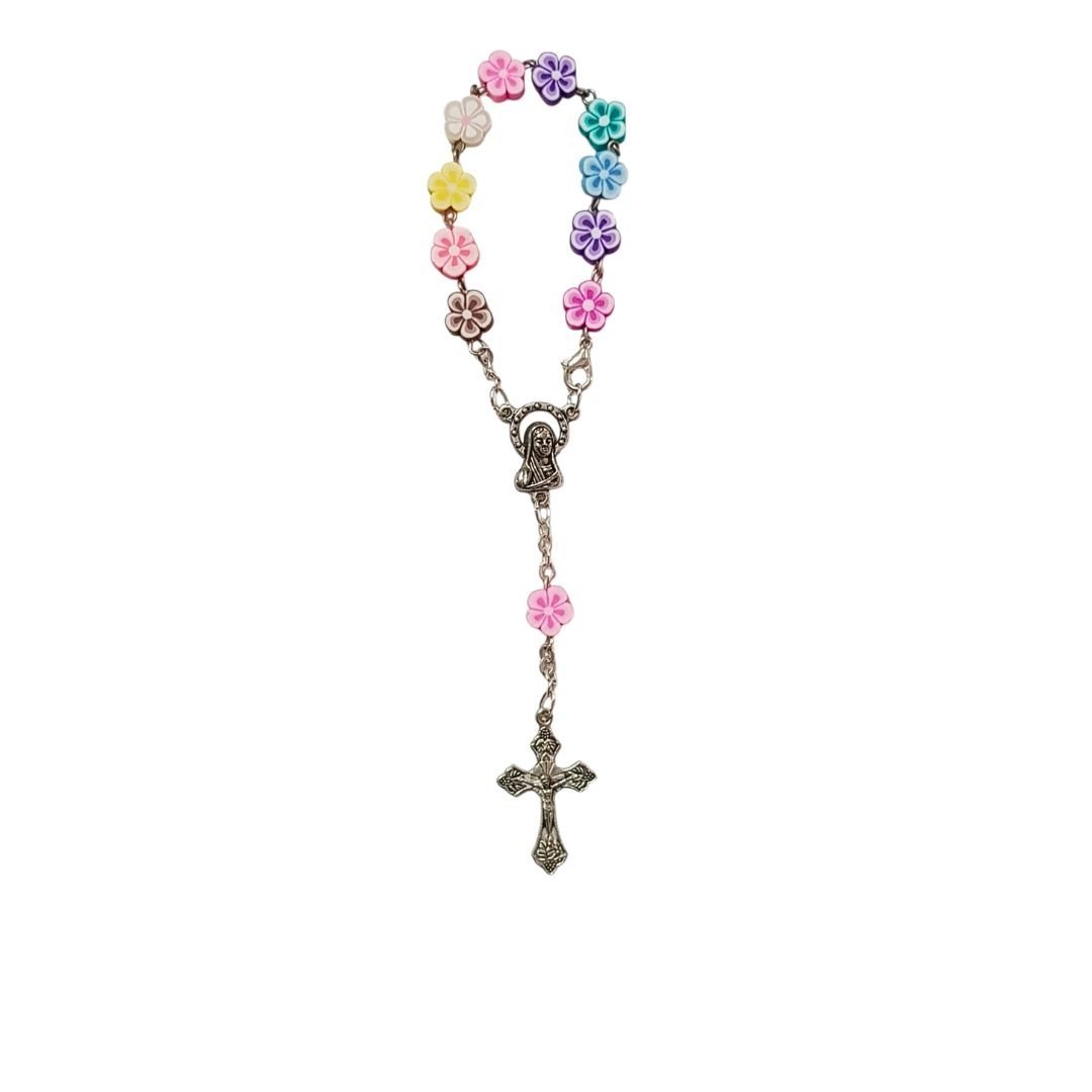 3774488818_D1062F.jpg Dezena em Fimo c/ Flores multicolor c/fecho - Image 1