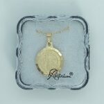 Fio c/ Medalha  Diamantada Redonda 18MM São Bento Folheada Ouro