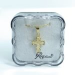 Fio c/Medalha Diamantada Crucifixo 15MM  Folheado Dourado