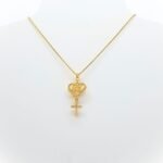 Fio Banhado a Ouro 18K c/Coração e Cruz c/Zircónias - Fé - Image 2