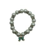 Pulseira Pérola - 10mm c/Anéis Swarovski e Pendete Rosa