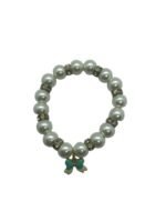 Pulseira Pérola - 10mm c/Anéis Swarovski e Pendete Rosa