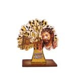 Placa em Madeira, Árvore da Vida c/Santo Cristo, 10cmx9cm