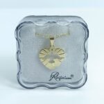 Fio c/Medalha Diamantada Coração 15MM  Espirito Santo Recortado  Folheado Dourado