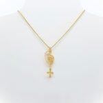 Fio Banhado a Ouro 18K c/Nossa Senhora de Fátima e Cruz - Image 2