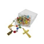 Terço de Cristal Cilíndrico Multicolor c/Caixa 7x7