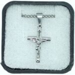 Fio c/ Cruz Inox Prata Abaulada fundo Oco - Image 2