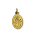 Medalha de Metal Lapidada Oval Dourada,Aparição/Sagrado Coração de Jesus,19x11mm - Image 2