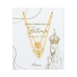 Fio Banhado a Ouro 18K c/contas de 1mm - Coração e Espírito Santo