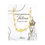 Pulseira Banhada a Ouro 18K c/Contas Trabalhadas e Medalha Nossa Senhora de Fátima