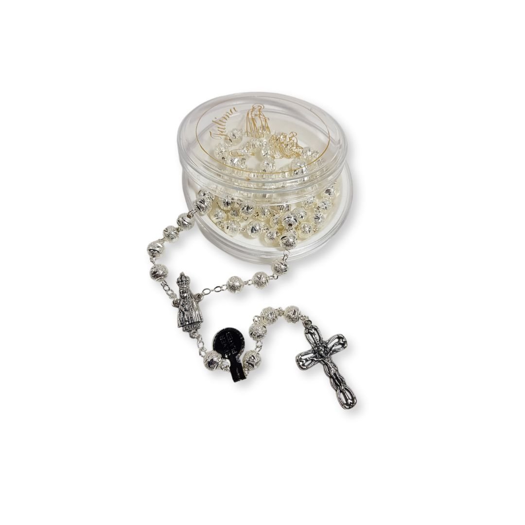 4268895012_T4162P_1.jpg Terço em Metal Laminado Alpaque Prateado, 8mm - Image 1