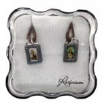 Escapulário em Inox Mini Fotos Nª Srª do Carmo c/ Fio de Couro