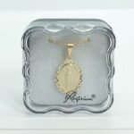 Fio c/ Medalha Diamantada Oval 18MM Latão São José Ouro