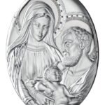 Painel Bilaminado Prata 999°°Sagrada FamíliaOval - com cristais strass