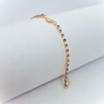 Pulseira Banhada a Ouro 18K c/strass multicolor e Medalha - Fátima - Image 2