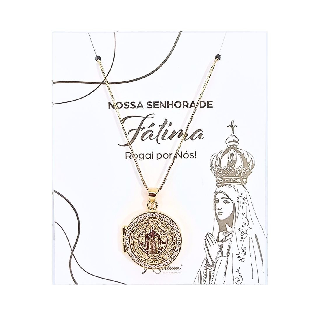 565755666_FIO2124SBRNV_____8_23_1.jpg Fio Banhado a Ouro 18K Relicário c/zircónias - São Bento (2cm) - Image 1