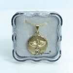 Fio c/Medalha Diamantada Redonda 20MM Espirito Santo Folheado Dourado