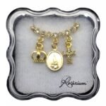 Fio Gargantilha Nª Srª de Fátima Folheada a Ouro c/ Coroa e Cruz