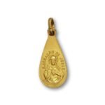 Medalha Alpaca Lapidada Lágrima, Dourada, Aparição/Sagrada Coraçao Jesus, 25mm - Image 2