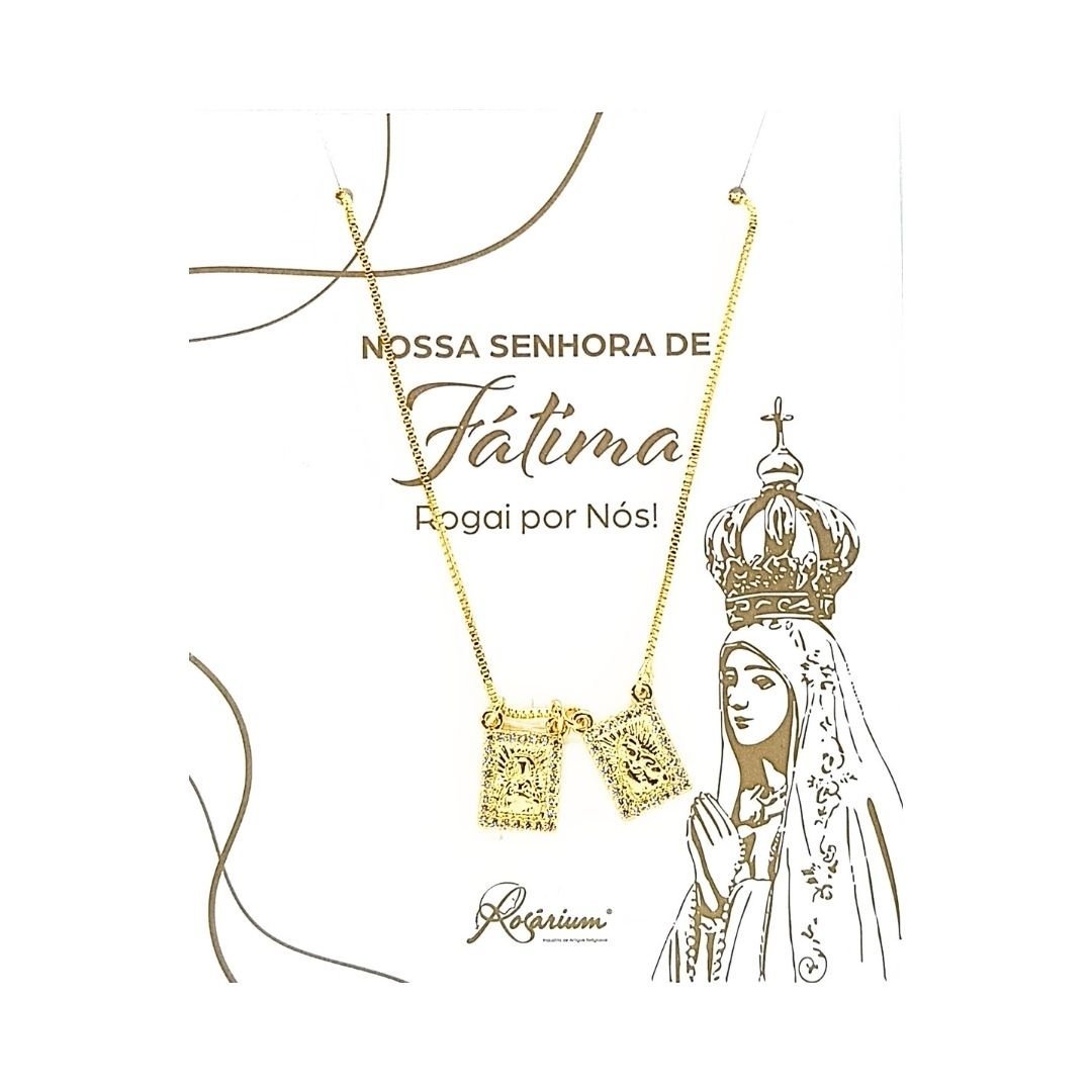 699318639_FIO2187NV______8_23.jpg Fio Escapulário Banhado a Ouro 18K - Nossa Senhora do Carmo e Coração de Jesus - Image 1
