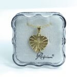 Fio c/Medalha Diamantada Coração 15MM Crucifixo Recortado Folheado Dourado