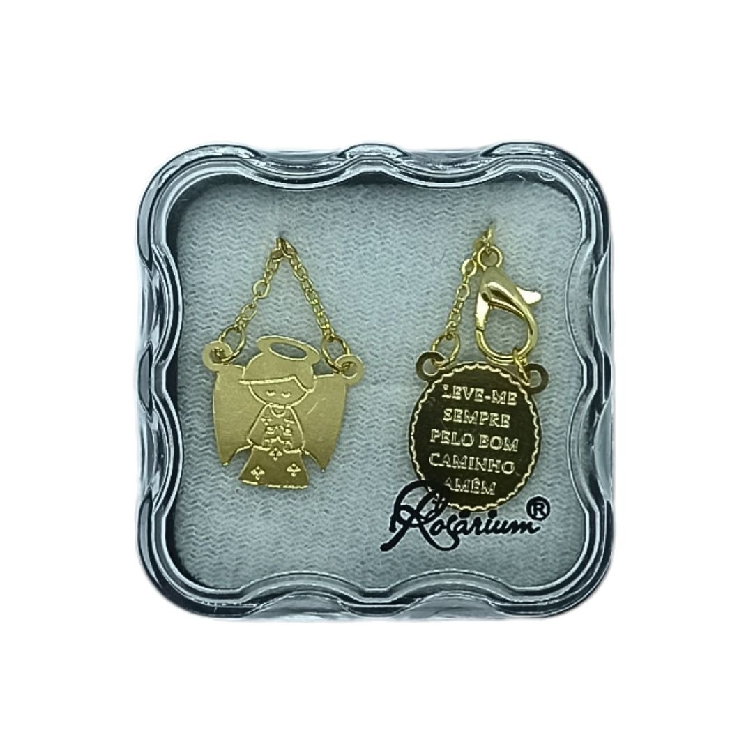 815406124_Feliz_dia_dos_11.jpg Fio Escapulário em Inox Infantil c/Anjo Dourado - Image 1