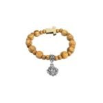 Pulseira de Madeira Oliveira 10MM c/ Cruz Tau