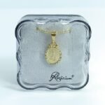 Fio c/Medalha Diamantada Oval 13MM Apariçao Fátima Folheado Dourado