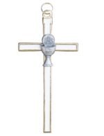 Cruz em Esmalte Dourada1ª Comunhão - Cálice12,5 cm