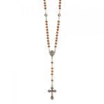 Terço de Madeira Pai Nosso Virgem Metal