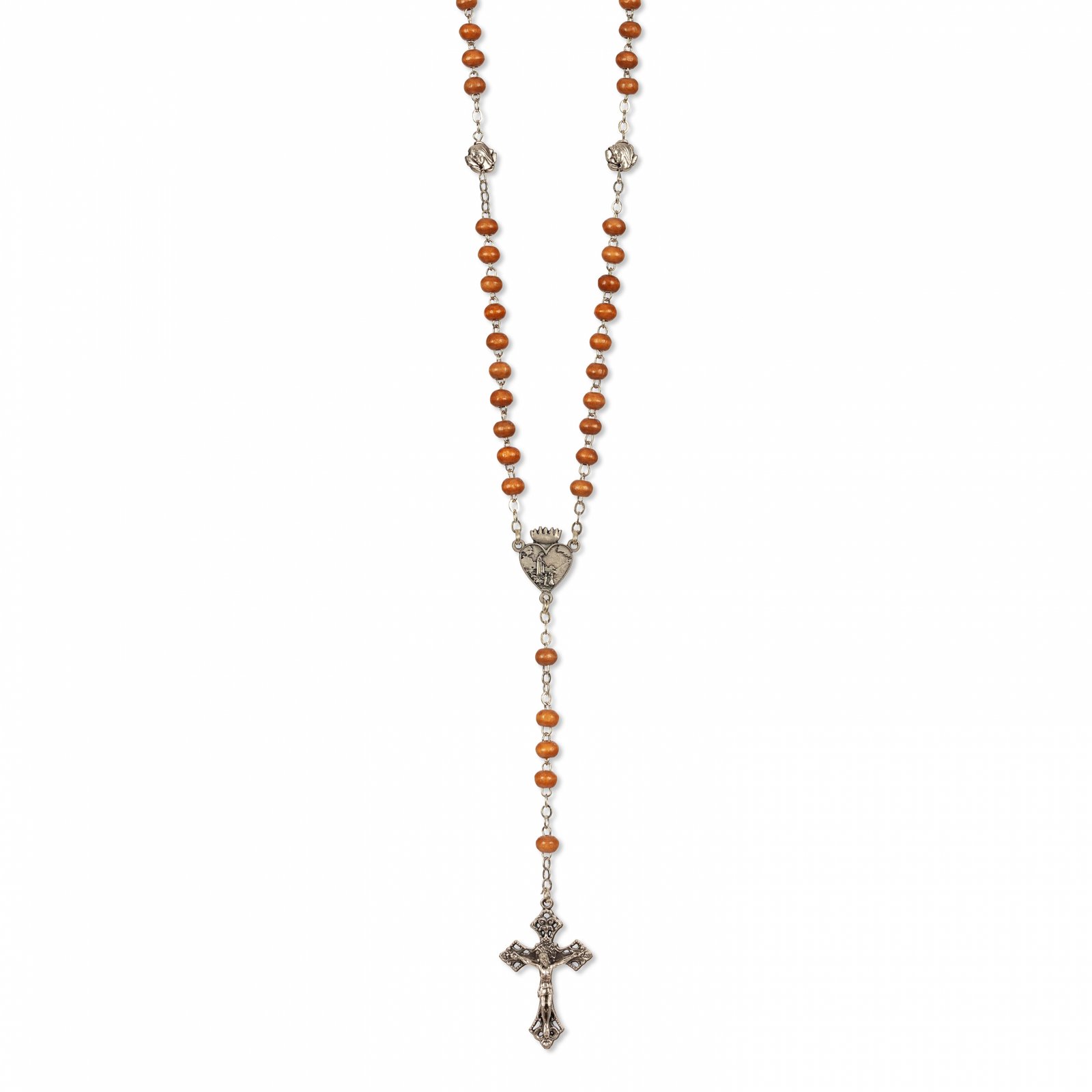 1080656651_T3003_V_Cast_Claro Terço de Madeira Pai Nosso Virgem Metal - Image 1