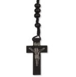 Terço de Madeira Corda c/ Pai Nosso Metal Rosas Alpaque - Image 3