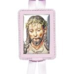 Santo Cristo - em cerâmica Painel Bilaminado Folha de Alumínio c/ prata vaporizada c/ laço