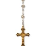 Terço de Metal Rosas Alpaque Bicolor C/ Flor Pa